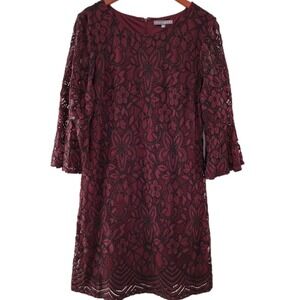 Sharagano Red Dress Black Lace Overlay Christmas Holiday Party Womens Size 16